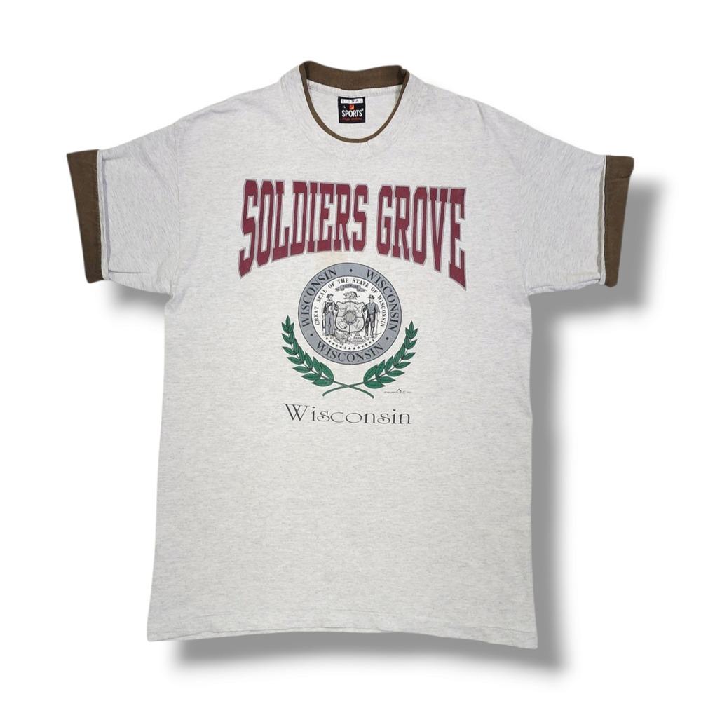 Vintage Soldiers Grove Wisconsin Graphic Signal Sport Grey T-Shirt Men's L